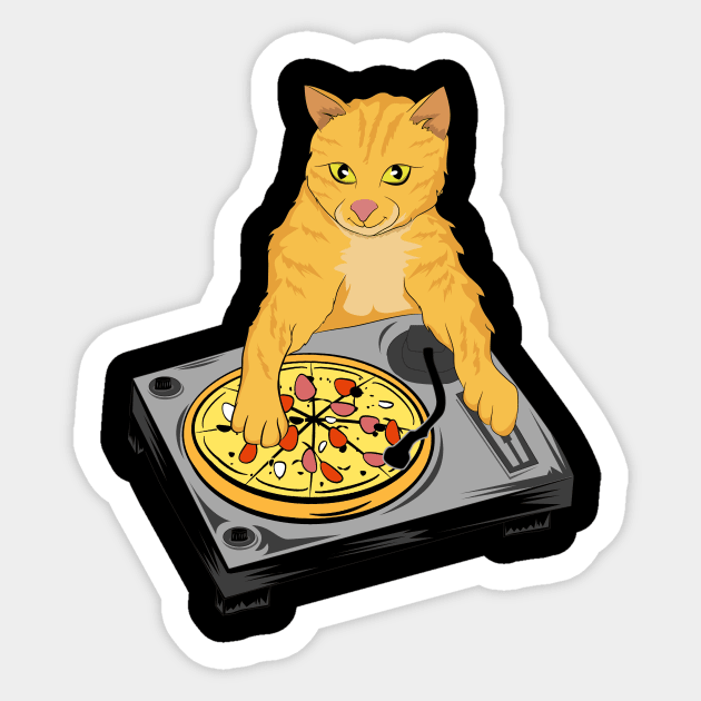 DJ Pizza Cat by Basement Mastermind Sticker by BasementMaster